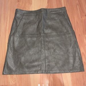 green faux leather mini skirt